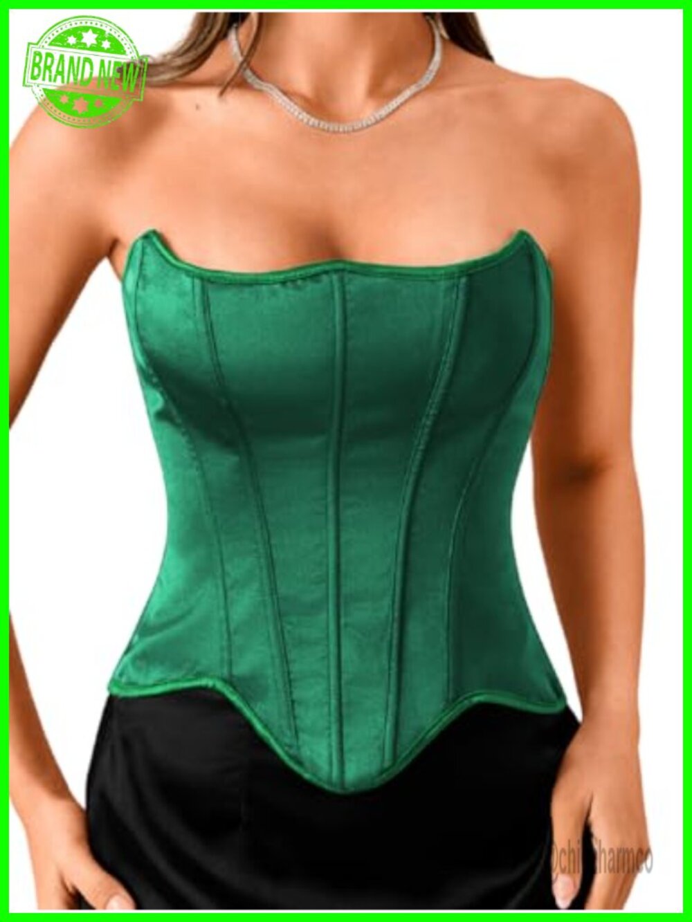 Satin Corset Top Strapless Boned Lace-Up Bustier Hourglass Shapewear Formal